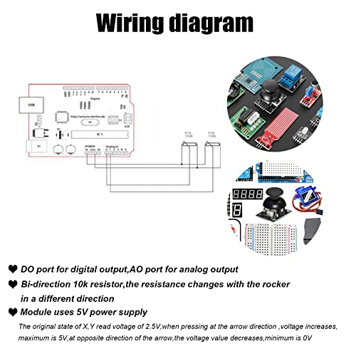 Diitao 5PCS Dual-axis XY Joystick Breakout Module,Joystick Game Controller,Game Joystick Lever Sensor Breakout Module Replacement Joystick Analog Thumb Stick KY-023