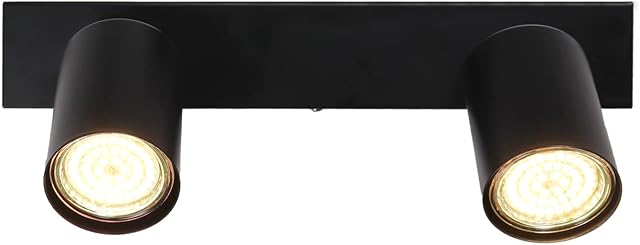 Yukojur Modern Black Adjustable Wall Spotlight GU10 Light Fitting Wall Light,2 Way Spot Lights Ceiling for Kitchen Bedroom Living Room Dining Room