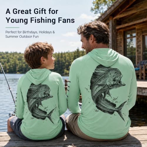 Image of Palmyth Boys Fishing Shirt UPF 50+ Youth Long Sleeve Shirts with Hooded