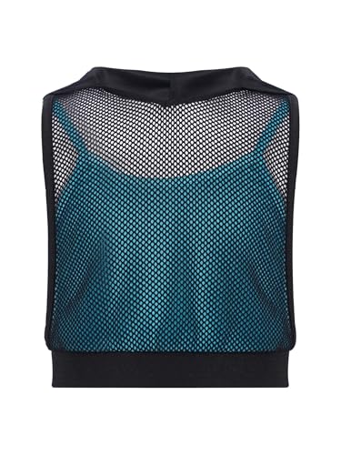 Kids Girls Crop Tank Top Mesh Hoodie Build-in Camisole Jazz Hip Hop Dance Top Casual Daily Wear3
