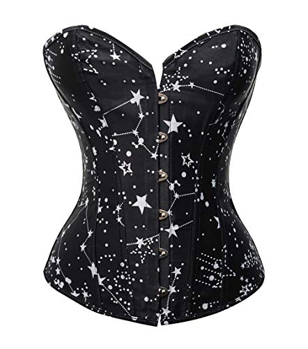 MISS MOLY Mujer Corset Overbust Satén Corsé Reductor Boned Bustier Corpiño Lace-up...