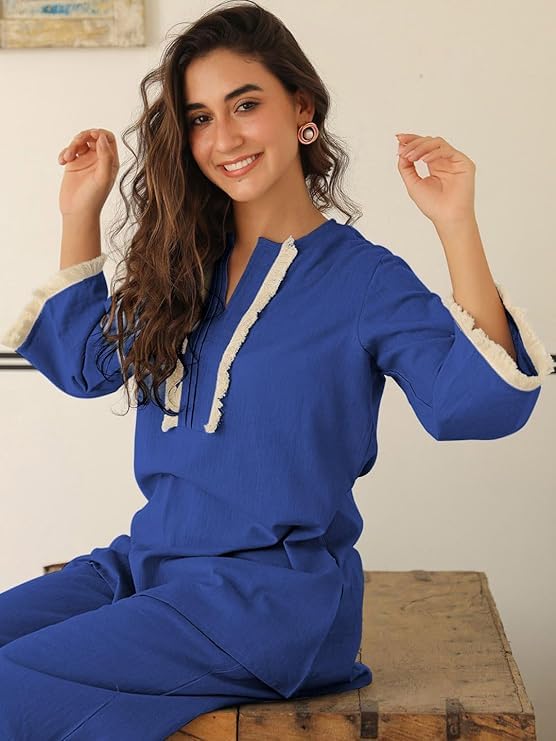 Image of GRECIILOOKS Co-ord Set For Women Stylish | Kurti Set For Woman | Short Kurti For Woman | Oversized Loose-Fitting Kaftan-style Kurtis | Summer Stylish Ethnic Co-Ord Set Travel Outfits