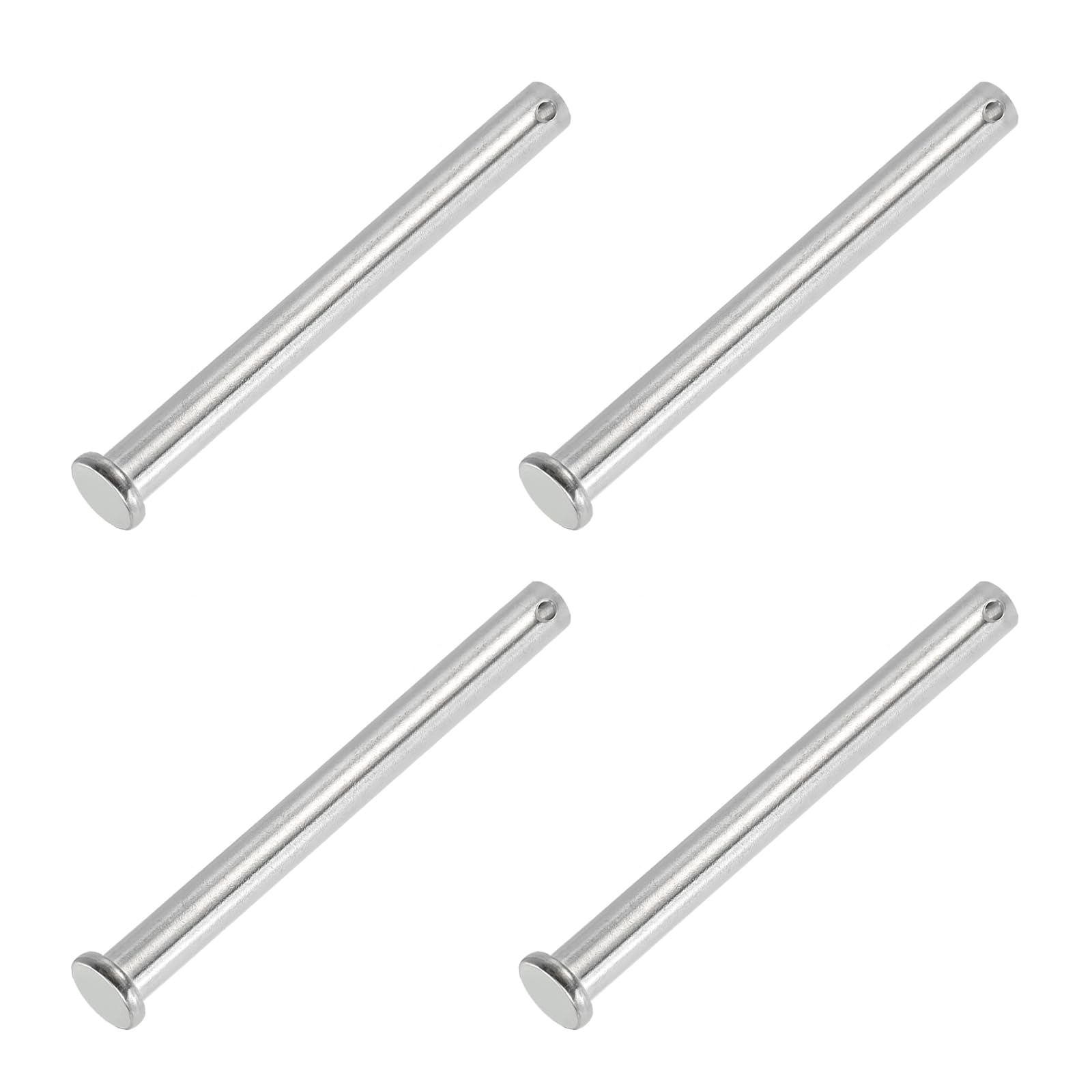 PATIKIL 10 x 120 Mm Single Hole Clevis Pins, 4 Pcs 304 Stainless Steel Flat Head Pin for Hitch Pin Lock Link Hinge Systems Silver
