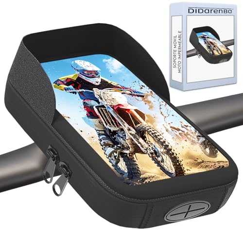 Soporte movil Moto Bicicleta Impermeable Funda Compatible con Smartphones de hasta 7.5' Negro Gris
