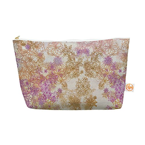 Kess InHouse Retro Summer Everything Bag Tapered Pouch by Marianna Tankelevich, Yellow Pink, 12.5 x 7 Inches (MT1029AEP04)