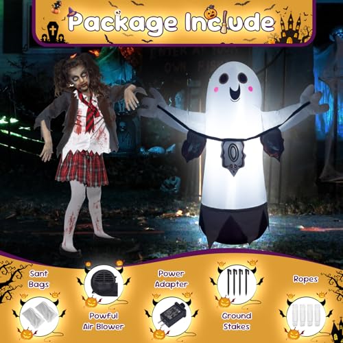 3.5FT White Ghost Halloween Inflatable Decor with LED Light - image 4