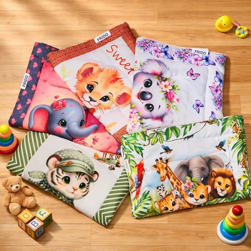 Image of FRIDO New Born Baby Godadi Pack of 5 Combo Set Soft Cotton Baby godi| Godari | Baby Bed | Crib Sheet | Cartoon Mat Godadi | Bedding Set | Multicolor(Set of 5) (Green)
