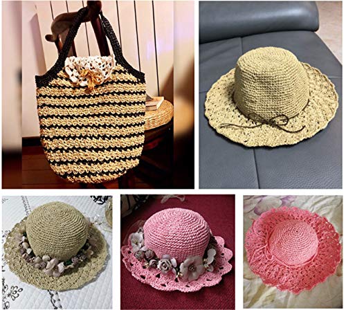 2 Pack Of Natural Cotton Line Rayon Raffia Yarn Cotton Raffia Rope For Summer Sun Straw Hat Beach Bag Diy Hand Knitting Handbag 560-600 Meters/612-656 Yards #TOP5