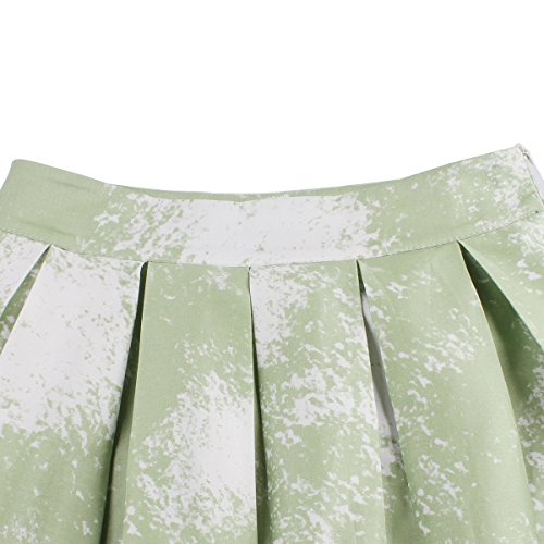 Dressever Women's Vintage A-line Printed Pleated Flared Midi Skirts Christmas Trees Large