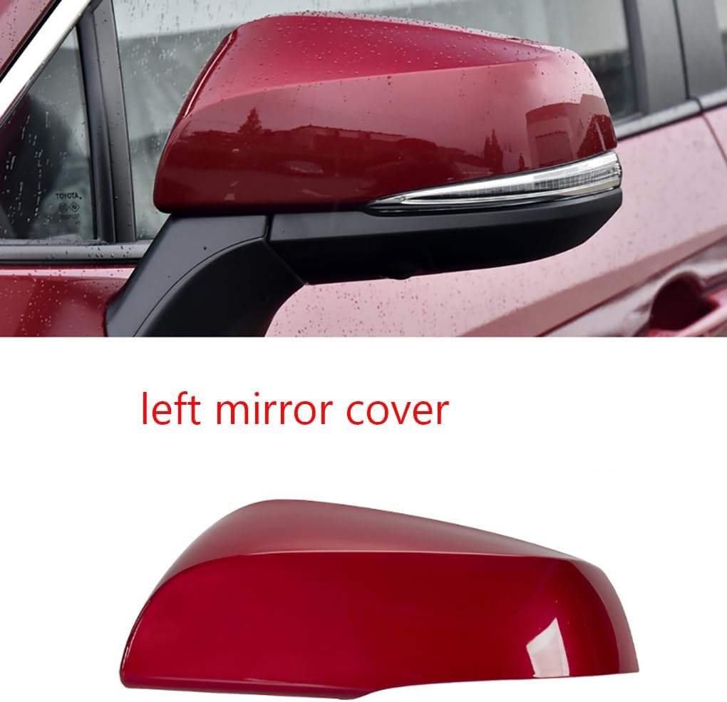 Left Driver Side Car Mirror Cover Replacement Compatible With Toyota RAV4 2020 2021 2022 2023 2024Rearview Mirror Cover（Not For LE, Hybrid LE） (Red Left)