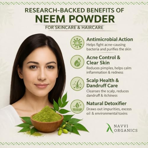 Image of Neem Powder 250g with Spoon, Ayurvedic Face Pack, Anti-Germ Skin Cleanser