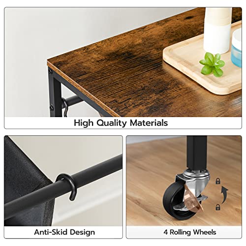 Hoobro Laundry Hamper Cart, 3-Section Laundry Basket With Flip Top, 29.5"L X 15.7"W X 32.7"H, Laundry Sorter, 3 × 10 Gal (38L), Removable Oxford Fabric Laundry Bags, Rustic Brown And Black Bf75Xy01 #TOP5