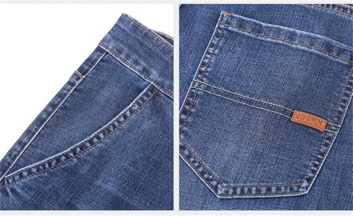 Men's Straight Jeans Korean Style Loose Retro Stretch Denim Trousers Blue Gray Pants3