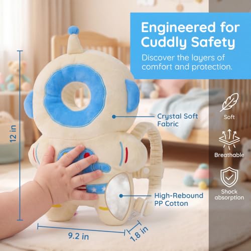 Image of Baby Head Protector Backpack - Soft & Lightweight Fall Cushion Backpack for Toddlers Walking and Crawling(Blue Astronaut)