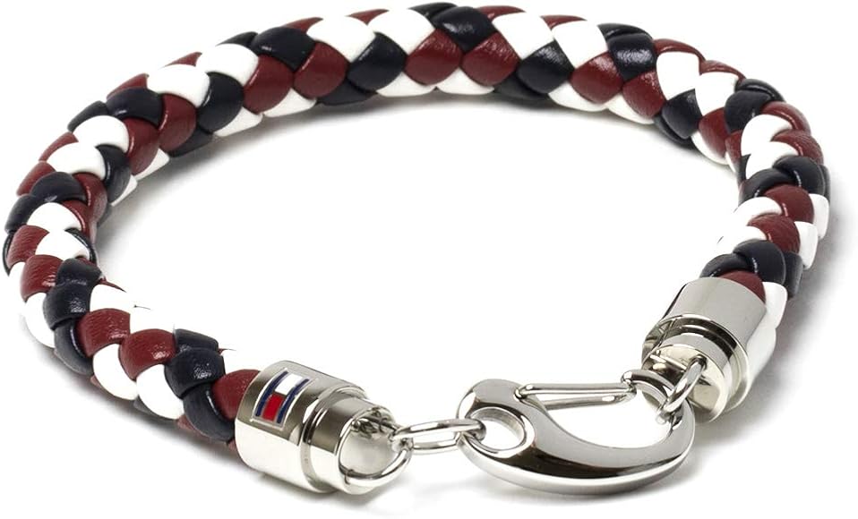 Amazon | トミーヒルフィガー TOMMY HILFIGER ロブスタークラスプ レザー ブレスレット 2790046 ブランドロゴ ホワイト  ネイビー レッド マルチカラー カジュアル ファッション シンプル メンズ アクセサリー アクセ ブレス 男性用 [並行輸入品] | ブレスレット 
