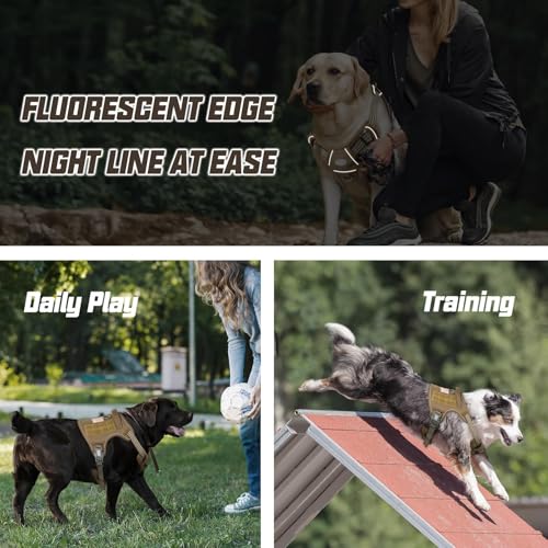Image of AUROTH Tactical Harness for Large Dogs No Pull Adjustable Pet Harness Reflective K9 Working Training Easy Control Military Service Pet Vest Army Yellow XL