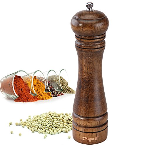 Topelec 8 Inch Klassieke Houten Zout en Peper Mill Massief Eiken Houten Peper Molen met Sterke Verstelbare Keramische… - Image 3