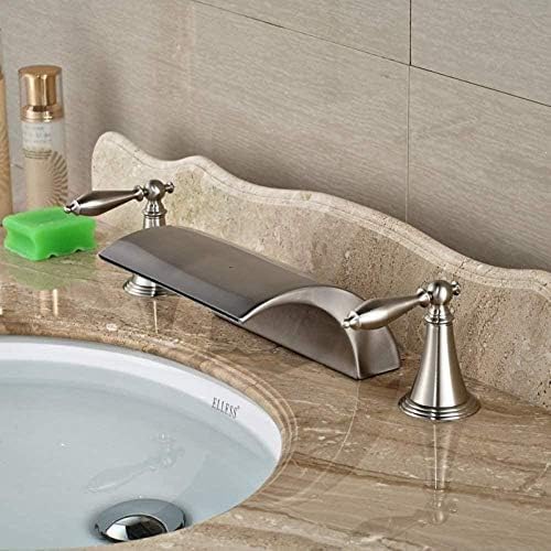 Robinet lavabo cascade en nickel brossé mitigeur 3 trous chic