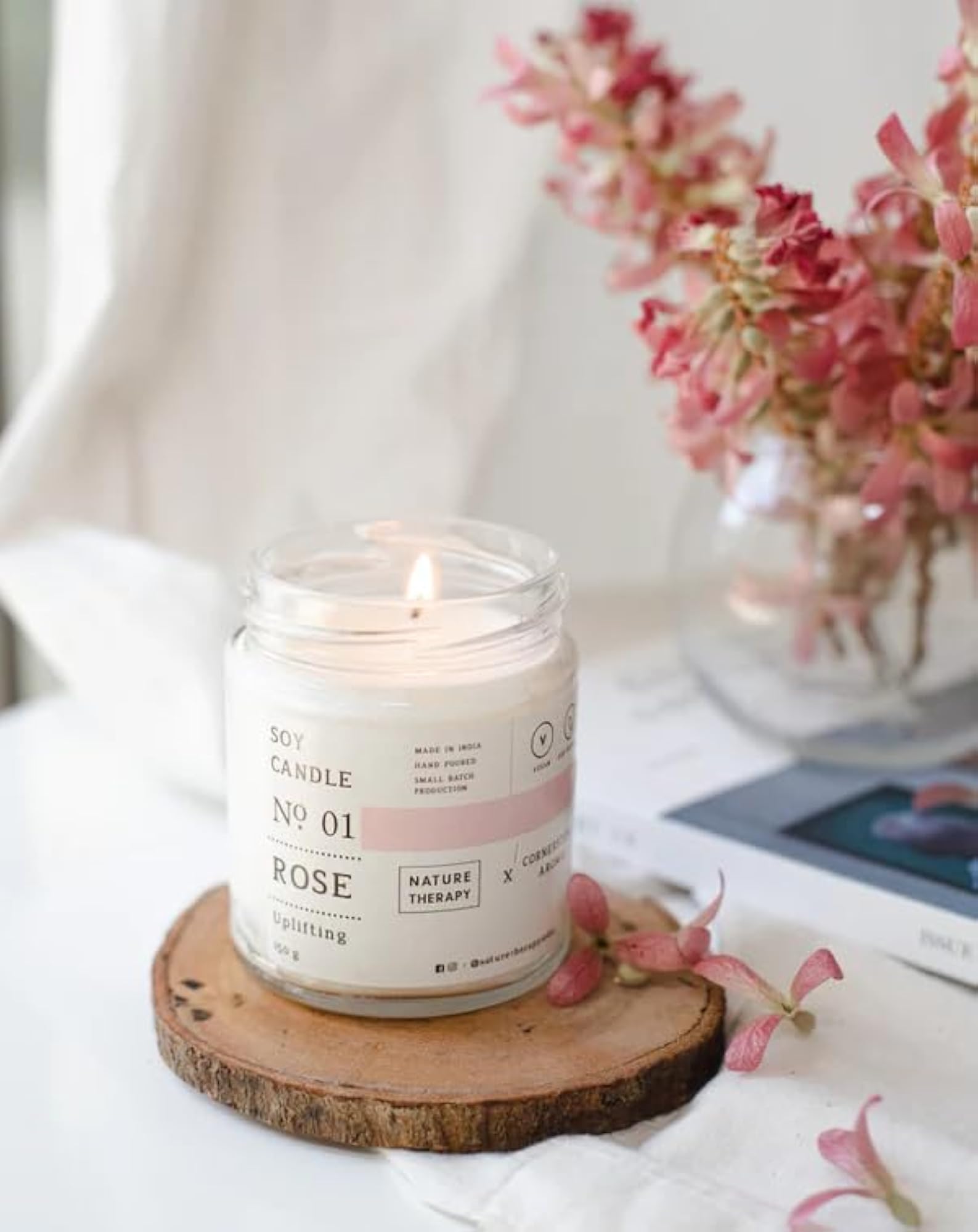 Rose Soy Candle - 150g, Elegant Gift