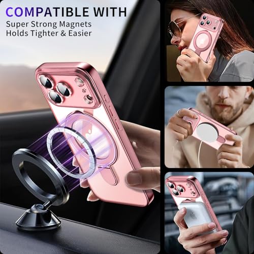 Image of Magnetic for iPhone 17 Pro Max Case with Invisible Stand[Compatible with MagSafe][Full Camera Lens Protector][Military Drop Protection] Shockproof Not Yellowing Clear Slim Soft for Women Men
