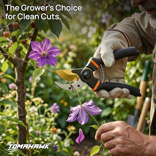 Image of TOMAHAWK TBP200 Bypass Pruner - For Clean Cuts on Green Stems & Branches | 200mm Length, 16mm Max Cutting Diameter | TBP200 | Titanium Blade, Double Cushion Grip, Extra Sharp Blades