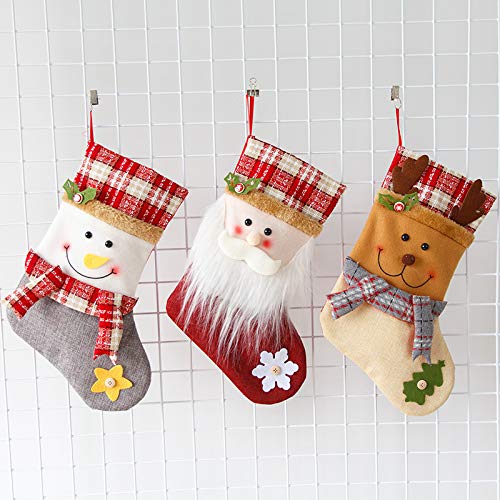Lot De 3 Chaussettes De Noël Personnalisées - Grandes Bottes Festives Père Noël, Renne & Bonhomme De Neige Pour Cheminée Et Sapin