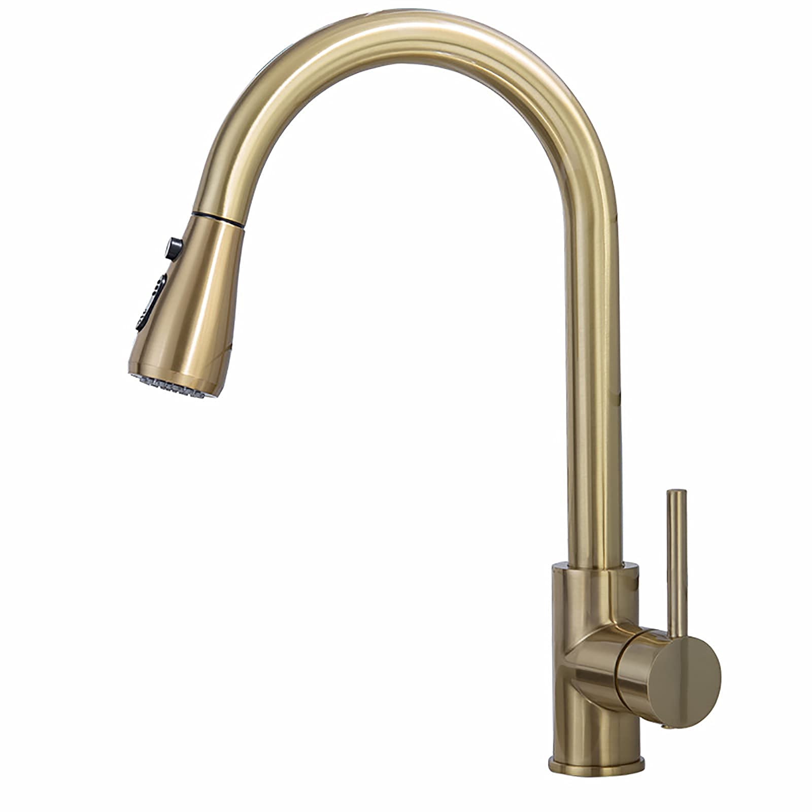 VDOQTLJT Kitchen Faucet with Pull Down Sprayer High Arc 360° Swivel Stretchable Sink Deck Mount Single Handle Tap(Brushed Gold)