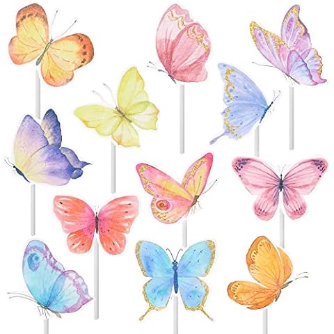 24Pcs Butterfly Cupcake Toppers for Girls Party Cover