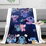 KNITII Stitch Manta Impresa En Lilo & Stitch 3D Grande De De Franela, para Ropa De Cama，Manta Sofa 50x60inch(127x152cm)