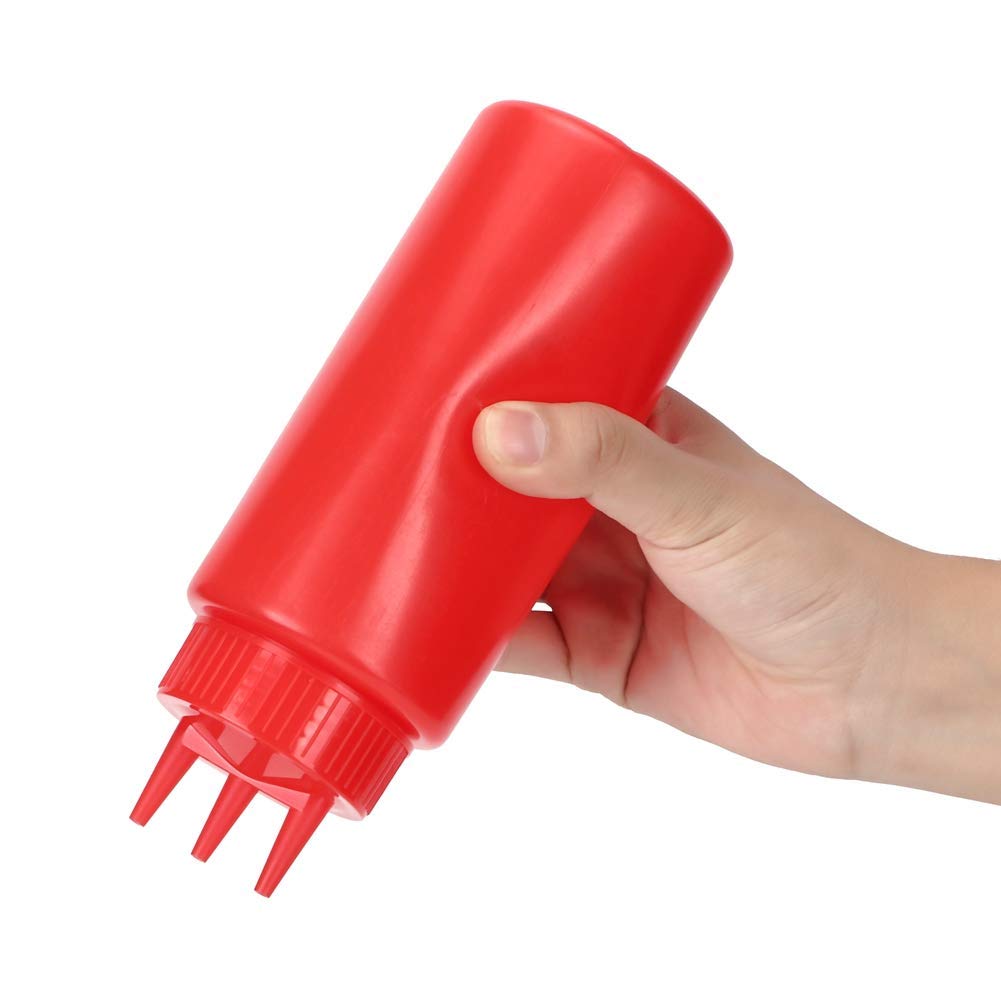 Agatige Set 3 Flaconi Spremi Condimento Da 16 Once – Dispenser A 3 Fori Per Olio, Ketchup E Salse, In Plastica Alimentare