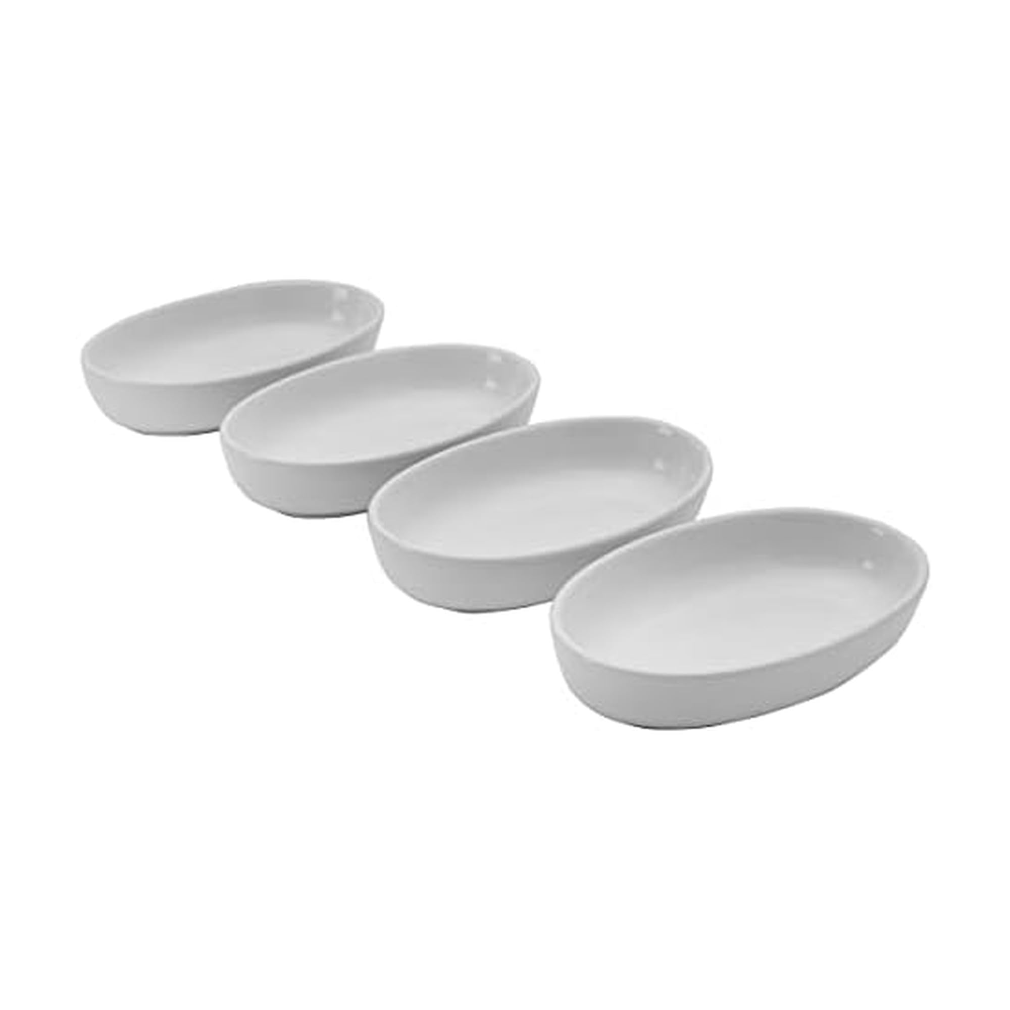 Pfaltzgraff Burrito Oval Set of 4 Dip Fruit Bowls, 7-Inch, White