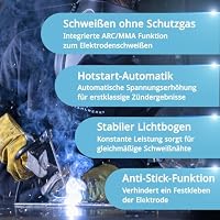 STAHLWERK Schweißgerät Mini FLUX 120 ST Digital – Vollausstattung – Fülldrahtschweißen (FLUX) ohne Schutzgas bis 120 A, synergischer Drahtvorschub, LED-Licht, Lift-TIG- & MMA-Funktion (E-Hand/ARC) – Ansicht 6