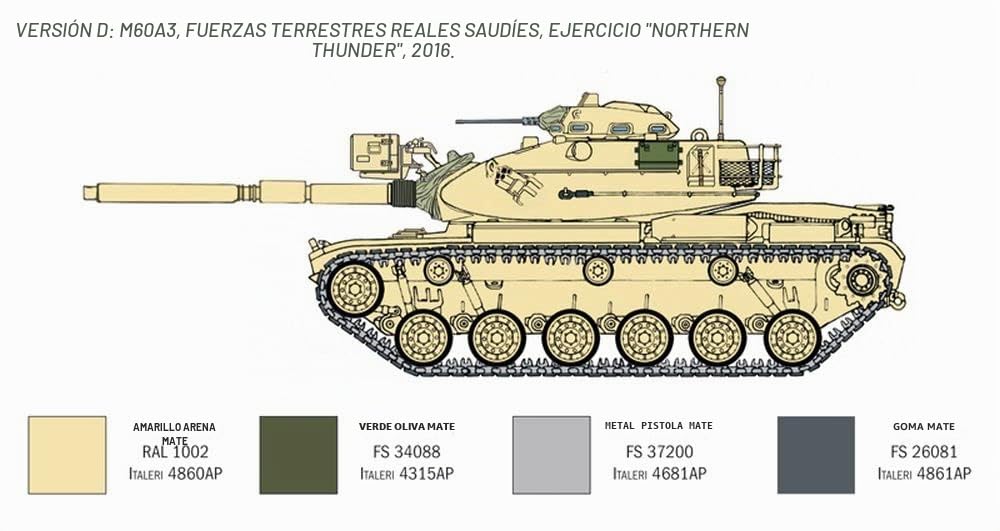Italeri 6582 1:35 Tanque de Batalla Principal M60A-3 - Modelo de Suelo, Hobby, Pegado, Kit de plástico, detallado, Multicolor