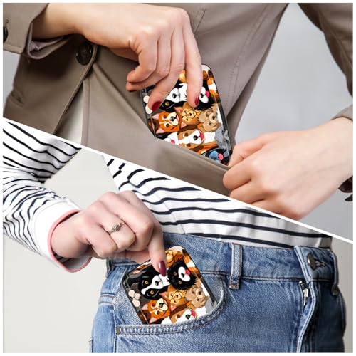 Image of Credit Card Holder, Mini Aluminum Card Wallet RFID Blocking Slim Metal Hard Card Case for Women Men, Dogs