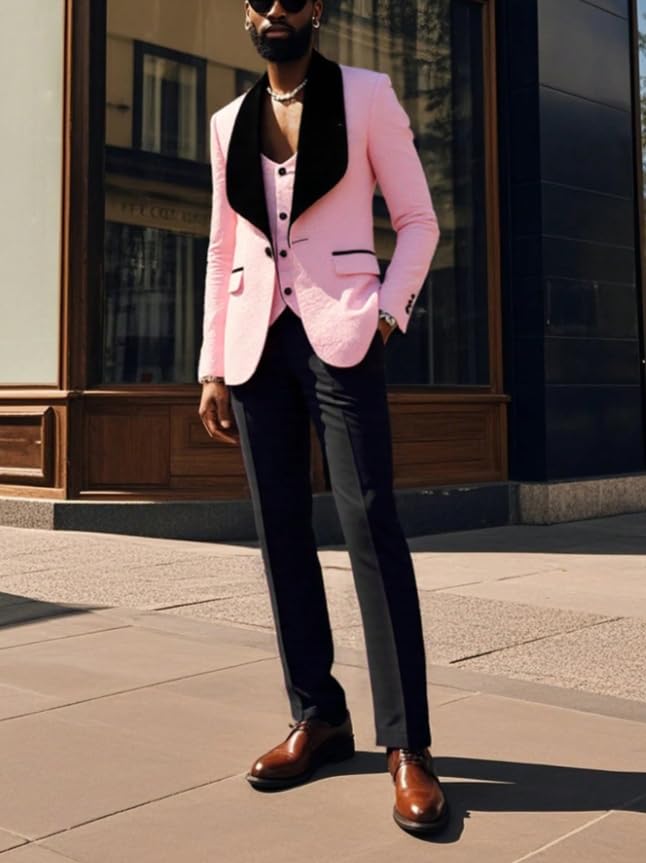 ORBITRAY Men's Jacquard Suit Vest Business Formal Party Dress Waistcoat Vest with 2 Pockets for Suit or Tuxedo Slim Fit2