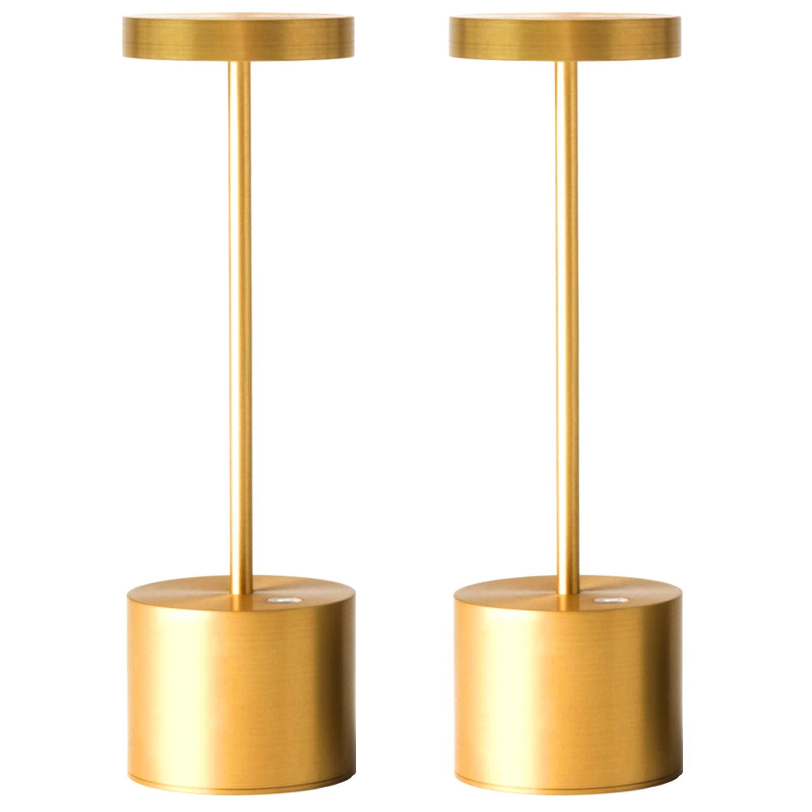 2 Pack Cordless Table Lamp Rechargeable,Portable Battery Powered LED Desk Lamp,5000mAh Battery Up to 40 Hours,3-Levels Brightness Stepless dimming Table Light for Restaurant/Bars/Indoor/Outdoor(Gold)