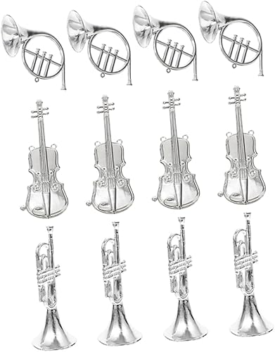 FOYTOKI 12pcs Instrumento Musical Modelo Miniatura Mini Música Ornamento Pequeño Violín Accesorios Miniatura Saxofón Hawai Ornamento Trombón Adorno