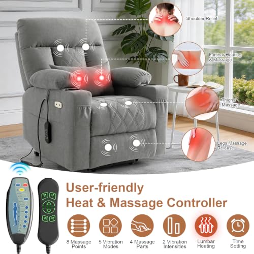 Image of Tri-Motor Power Lift Recliner Chair for Elderly, Lay Flat Lift Chair,Greige