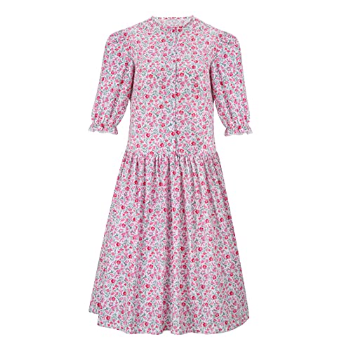 Vikidoky Womens Barbara Dress Costume Pink Floral Dress Bettle Halloween Cosplay Party Outfit Suit (Pink, Large)