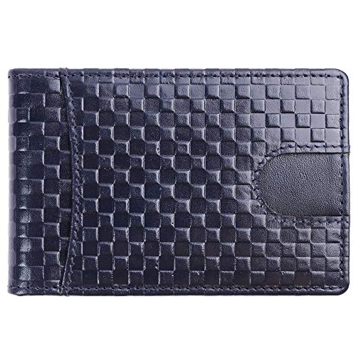 Image of Brooklyn Bridge Genuine Leather Money Clip Wallet for Men Chess VT Blue - Premium Slim RFID Protected Wallet with Cash Clip & Multiple Card Slots, Stylish Front Pocket Design, Gift for Men