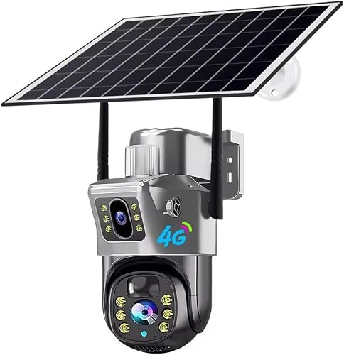 Solar 4G SIM Security Camera 4MP Dual Lens - 360 Motion Detection - Day & Night Vision (GC)