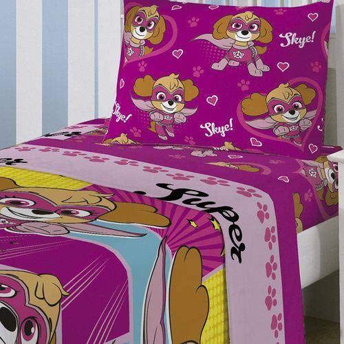 Jogo de Cama Microfibra de Poliéster Solteiro Estampado Patrulha Canina Menina 1,40 m x 2,20 m Com 3