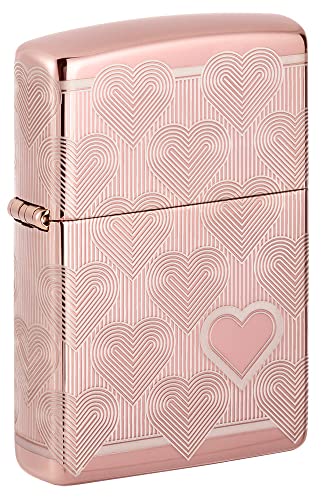 Zippo Heart Design High Polish Rose Gold Pocket Lighter