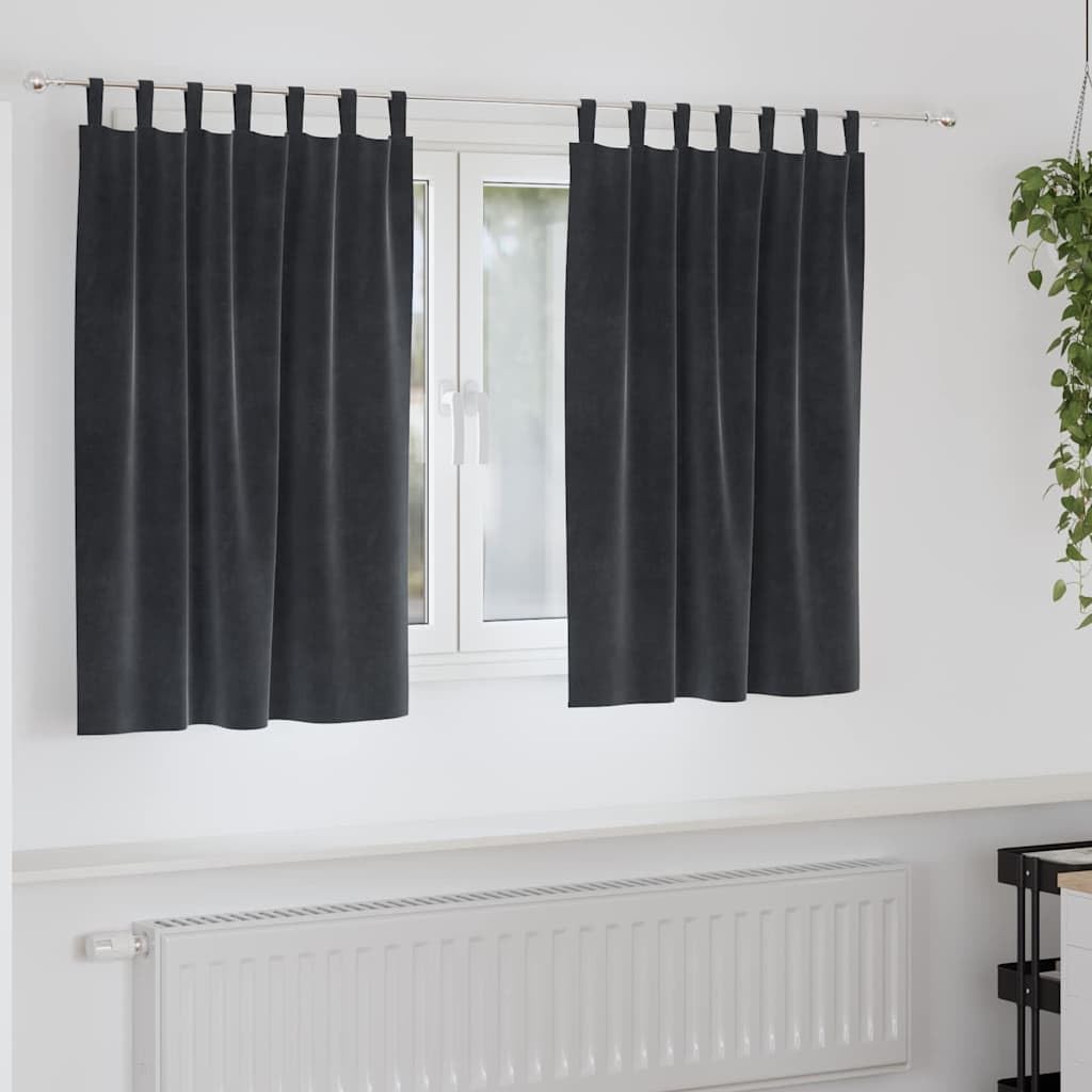 Cortinas opacas de terciopelo gris oscuro, 2 unidades, 140 x 140 cm, cortinas con trabillas de tela para salón, dormitorio, cortina de puerta, fácil de limpiar, bloquea la luz, diseño moderno