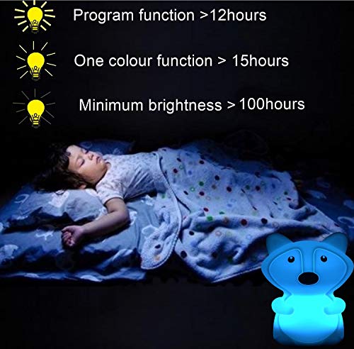Miniatura 5 de Glinrui Fox - Lámpara De Noche Con Luces Nocturnas, Luz De Dormitorio Para Niños, Lámparas De Guardería De Bebé, Resistente A La Rotura, Cuidado De Los Ojos, Brillo Ajustable, Color Y Ajuste De Tiempo