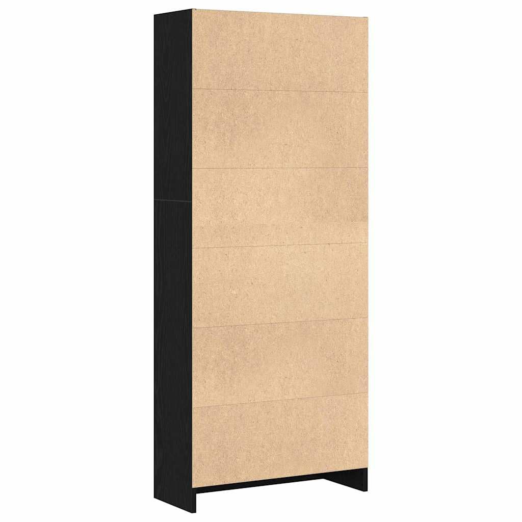 Bücherregal Schwarz Eichen-Optik aus Holzwerkstoff 60 x 24 x 143 cm mit Brettern für Wohnzimmer, freistehend, langlebig, praktisches Regal für Bücher und Deko, perfekt für Office oder Wand