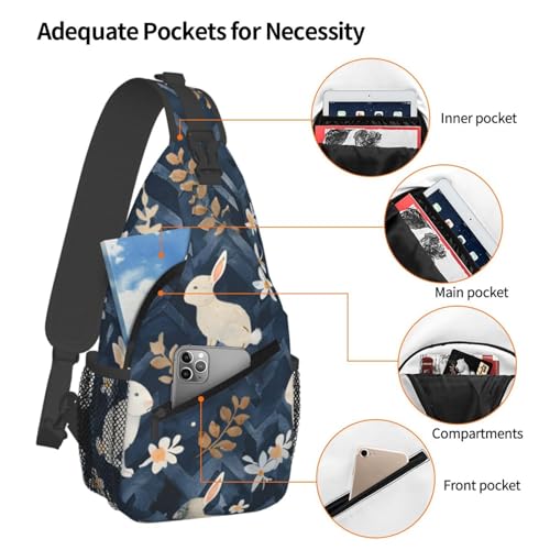 Bolso Bandolera Unisex con Estampado de Conejo miniatura 4