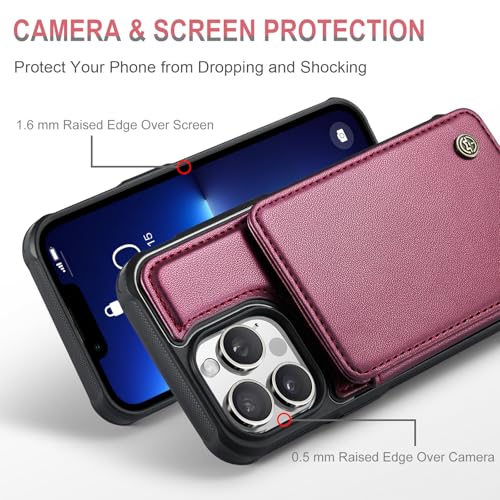 Vinich for iPhone 13 Pro Max Wallet Case with Card Holder, RFID Blocking Credit Slots Kickstand Shockproof Phone Cover Fit for iPhone 13 Pro Max 6.7" Wine Red by Vinich - Used condition - Image 3