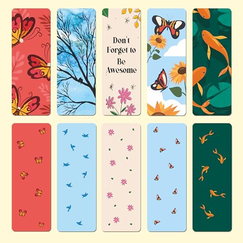 Image of PaperO Nature Series Bookmarks | 14 x 5 cm | Double-Sided Design | Durable & Stylish Page Markers | Pack of 15