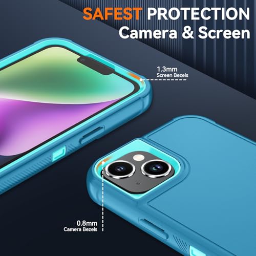Image of SunStory Compatible with iPhone 14 Plus Case with HD Screen Protector, 3-Layer Heavy Duty Full-Body Cover,3 in 1 Hybrid Protective Case for iPhone 14 Plus 6.7 inch,LakeSkyBlue